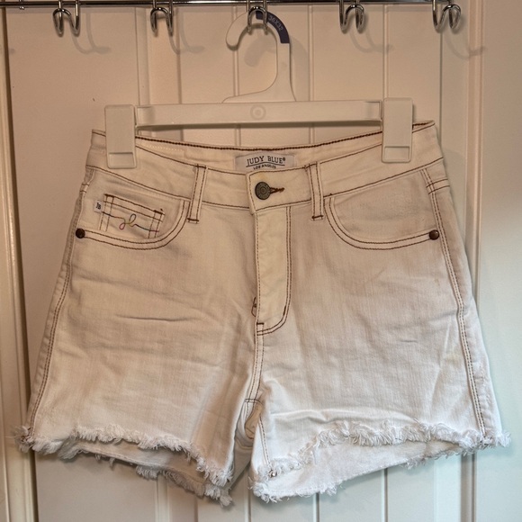 Judy Blue Pants - Judy Blue White Frayed Hem Denim Shorts